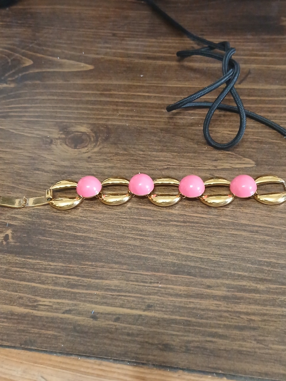 Kate SPADE Gold Link Bracelet with Pink Cabochon Accents